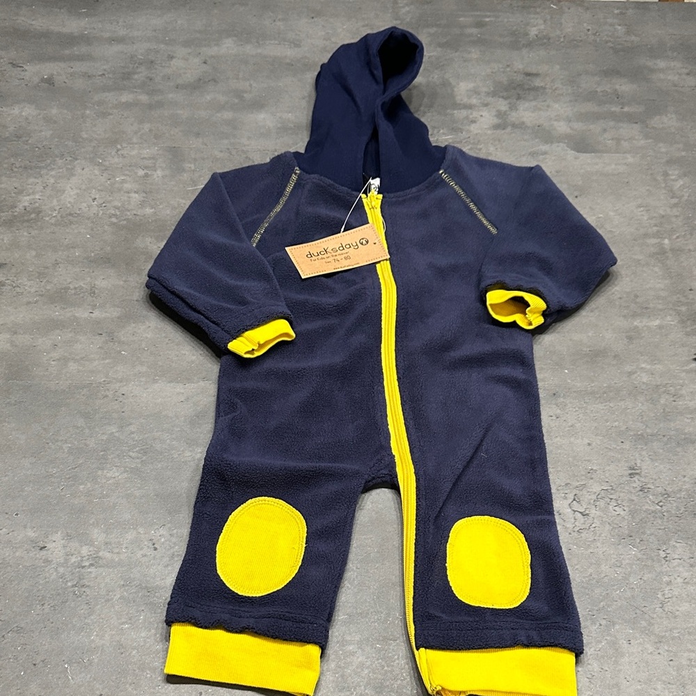 DUCKSDAY FLEECE Navy and Yellow Kids Bodysuit